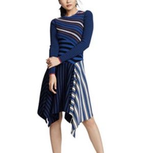 OPENING CEREMONY COLLEGIATE RIBBED KNIT ASYMMETRICAL HEM MARINE NAVY DRESS sz M